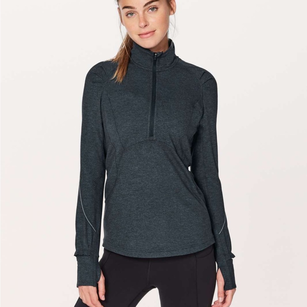lululemon‎ athletica Women's 1/2 Zip Sweatshirt - forest green